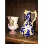 Two early 18th/19th century pieces of porcelain, including small vase and jug.