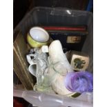 Crate of pottery and albums (empty)