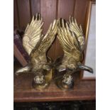 A pair of solid brass eagle bookends.