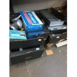 Four boxes of electrical items, phones etc