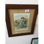 An Edwardian print depicting a child and mother playing.
