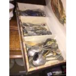 Cigar box of plated spoons