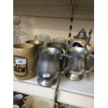 Glass and metal tankards