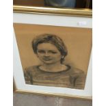 20th century school, portrait of a girl, charcoal, indistinctly signed.