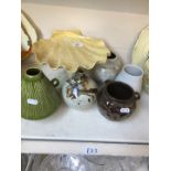 Bretby tazza, vase, and other studio art pottery