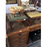 Three reproduction foot stools with upholstered tops