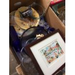 Box of mixed items - glass, china crystal etc