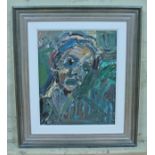 Adrian Johnson (British 20th century), abstract portrait, oil on board, 45cm x 55cm, unsigned,