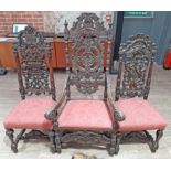 A group of three Continental style carved chairs.