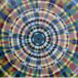 Gerald Rickards (British 20th Century 1931-2006), "First Denary Target", abstract/op art oil on