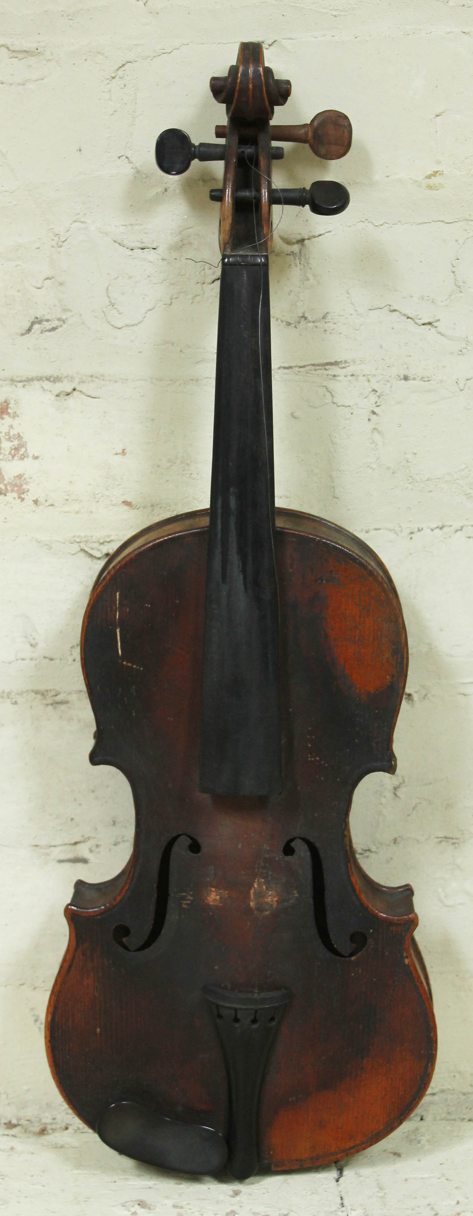 A late 19th century violin bearing label 'Antonius Stradiuarius Cremonensis Faciebat Anno 1713',