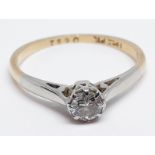 An 18ct gold diamond solitaire ring, marked '18ct PT', gross wt. 1.8g, size L.