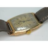 A 9ct gold Art Deco style wristwatch.