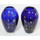 Two millefiori glass vases, height 20cm.