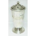 An Art Deco silver sugar castor, Joseph Gloster Ltd, Birmingham 1943, height 16cm. Condition -