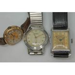 A group of three wristwatches comprising a Rotary Super-Sports, a Siro Art Deco style watch and a