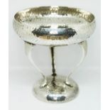 An Arts & Crafts style hammered silver pedestal dish, Barker Brothers, Chester 1914cm, wt. 7 1/