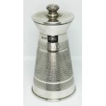 A silver pepper mill, Joseph Gloster Ltd, Birmingham 1972, height 10cm. Condition - good, appears in