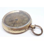 A ladies 18ct gold pocket watch, diam. 34mm, gross wt. 29g.