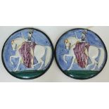 A pair of Portobello earthenware plaques, 19th century, diam. 23.5cm each. Condition - good, each