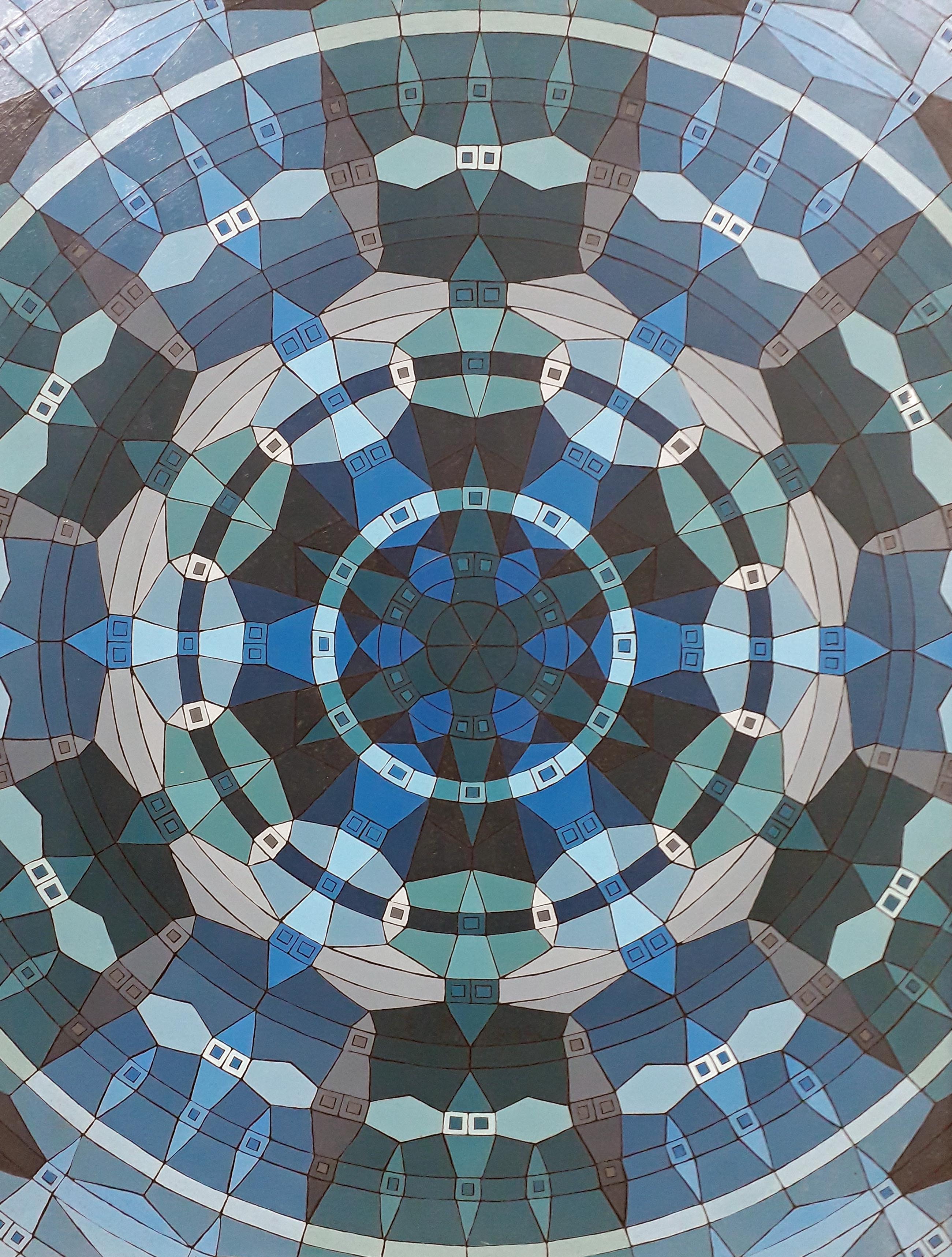 Gerald Rickards (British 20th Century 1931-2006), "Third Duodecimal Circle", abstract/op art oil