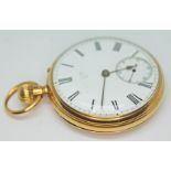 An 18ct gold J.W. Benson pocket watch no15284, diam. 42mm, gross wt. 62.7g. Condition - wear to text