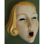 A 1930s Art Deco pottery mask 'The Screamer', attributed to Royal Dux, impressed and printed '