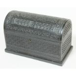An Anglo-Indian profusely carved domed letter box length 26.5cm.