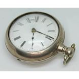 A silver pair cased pocket watch, the fusee movement inscribed 'Wm. Gnuoy Dundee 1035',