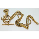 A Victorian yellow metal watch chain, length 26cm.