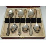 A cased set of six hallmarked silver spoons.