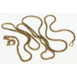 A 9ct gold chain, marked '375', length 45cm, wt. 3.6g.