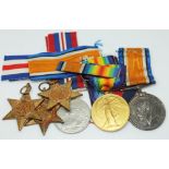 A WWI pair awarded to 25533 PTE J E RIGBY L N LANC R together with four WWII medals.
