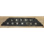 A cast iron Lancashire & Yorkshire Railway Co Horwich sign, legnth 84cm.