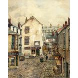 Edwin Beattie, "The Straight Shambles", Preston scene, watercolour, 35cm x 48cm, signed lower right,