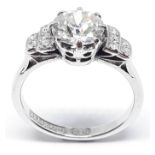 A diamond solitaire ring by Boodle and Dunthorne, the central diamond approx. 1.40 carats, diamond