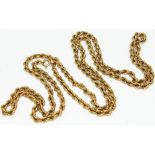 A 9ct gold chain, length 76cm, marked '9K' and also with import marks, wt. 12.7g.