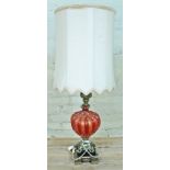 A Venetian glass and cast brass table lamp, height (including shade) 100cm.