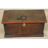 A 19th century dovetail jointed oak box, length 27.5cm.