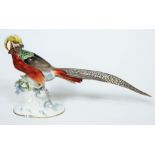 A German porcelain model bird by Karl Tutter for Hutschenreuther, length 36cm. Condition - very