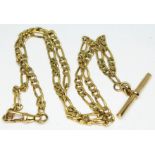 A contemporary 9ct gold Albert chain, marked '375' with import marks, length 42cm, wt. 9.6g.