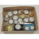 A mixed lot of watches including 12 silver pocket watches, 4 gold plated pocket watches, a silver