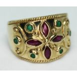 A 9ct gold multi-gemstone ring, marked '9k', gross wt. 6.2g, size P.