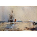 Thomas Bush Hardy (1842-1897), ships off the coast, watercolour, 22.5cm x 15cm, signed and dated