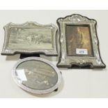 Two hallmarked silver photograph frames and another, lengths 15cm, 18cm & 22cm.