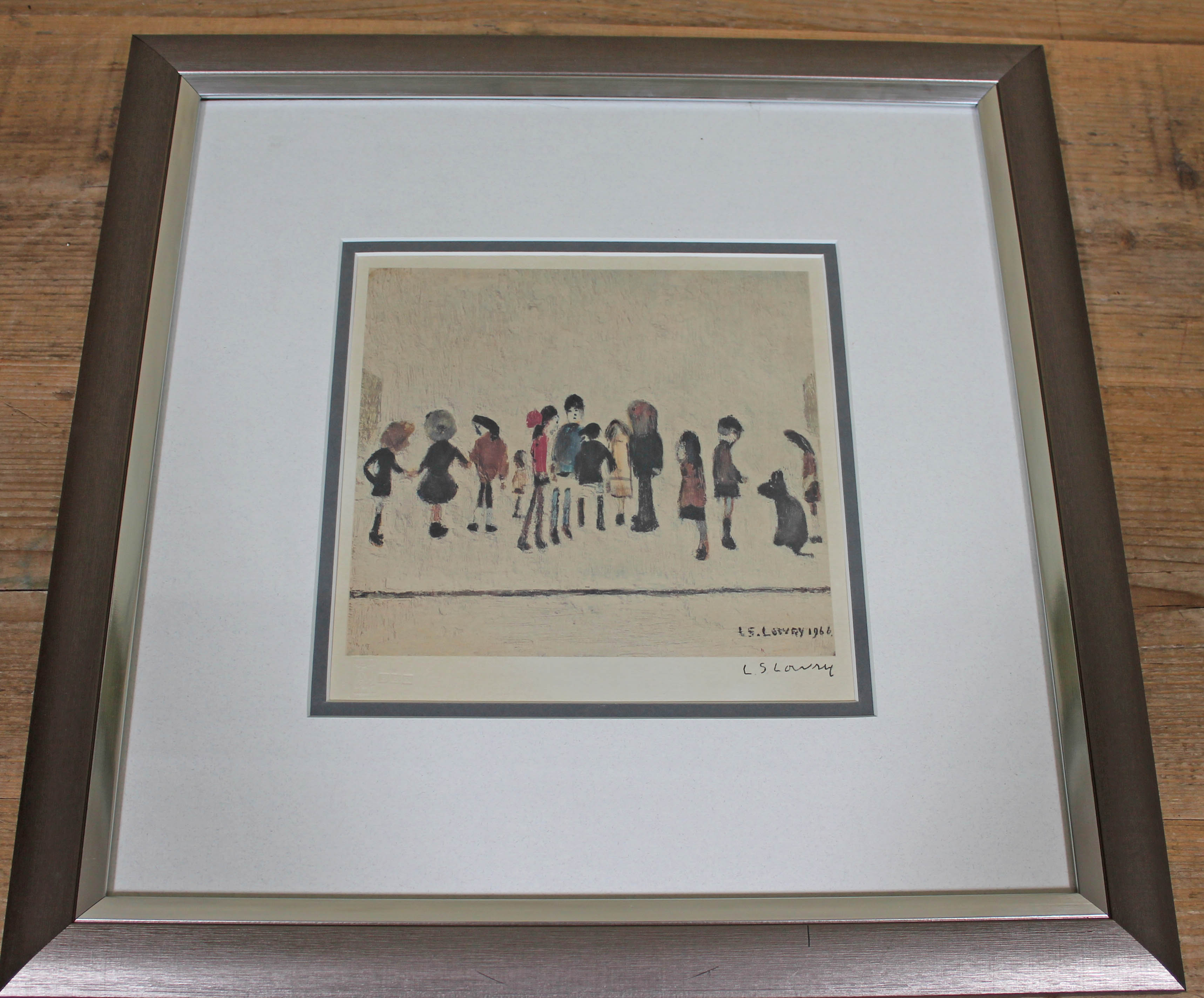 Lawrence Stephen Lowry, Group of Children, colour print, 19cm x 18cm, blindstamp lower left, - Image 2 of 2