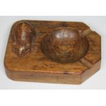 A Robert "Mouseman" Thompson oak ashtray, length 10.5cm.