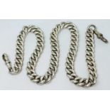 A hallmarked silver chain, length 41cm, wt. 86.3g.