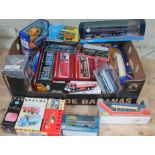 A box of boxed die-cast model vehicles including 15 Corgi models, 3 Vanguards and another.