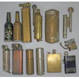 A group of thirteen vintage lighters.